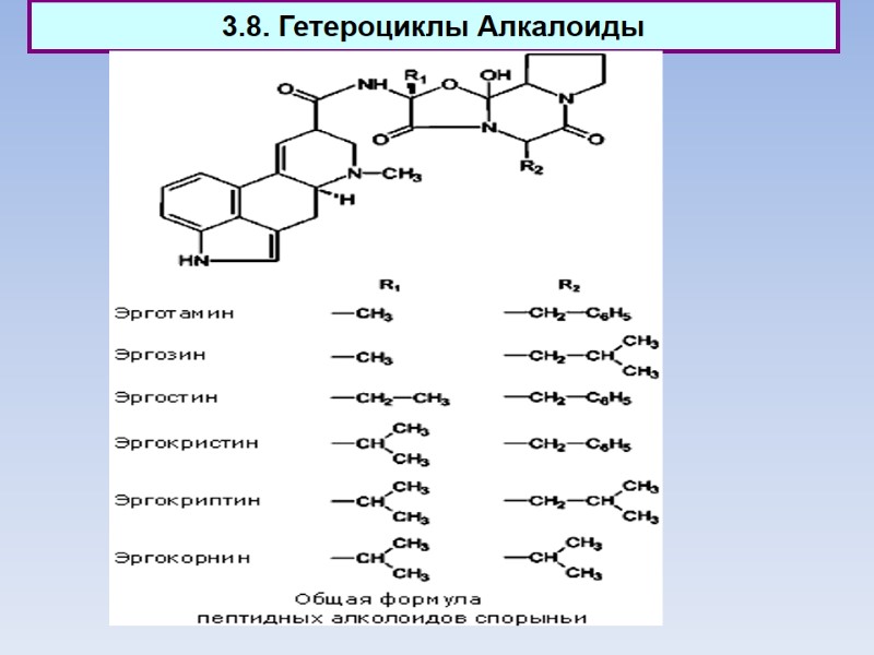3.8. Гетероциклы Алкалоиды